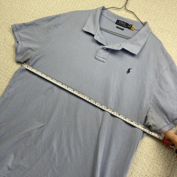 Polo Ralph Lauren Custom Slim Fit Mesh Baby Blue Cotton Polo Shirt Men XXL Read - Picture 12 of 16